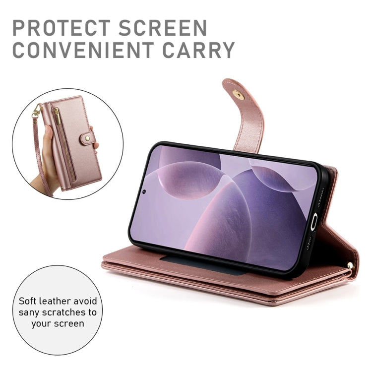 For Redmi K70 Nine Card-slot Zipper Wallet Bag Leather Phone Case