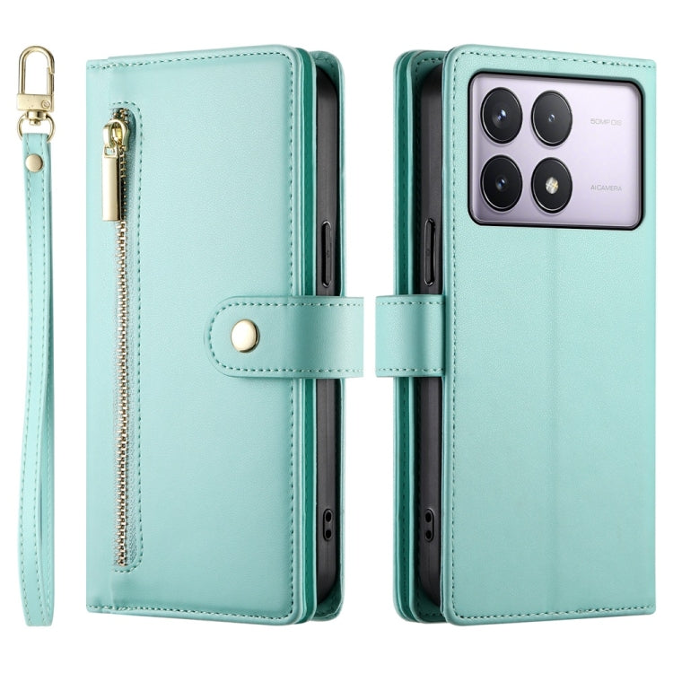 For Redmi K70 Nine Card-slot Zipper Wallet Bag Leather Phone Case