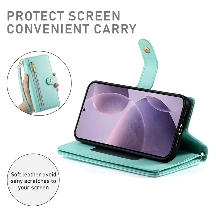 For Redmi K70 Nine Card-slot Zipper Wallet Bag Leather Phone Case