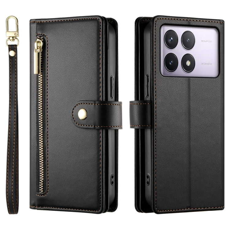 For Redmi K70 Nine Card-slot Zipper Wallet Bag Leather Phone Case