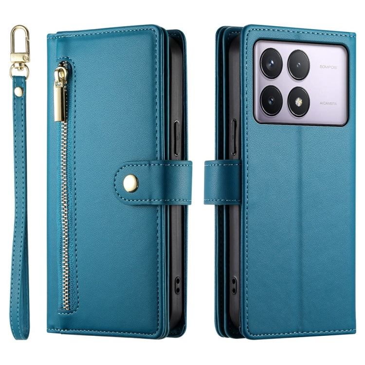 For Redmi K70 Nine Card-slot Zipper Wallet Bag Leather Phone Case