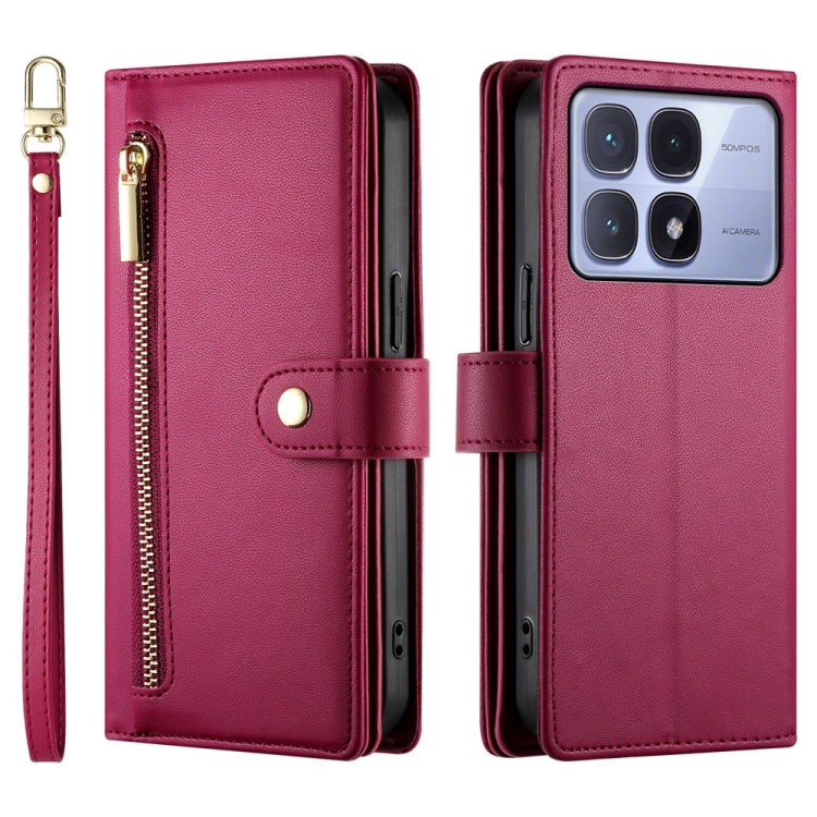 For Redmi K70 Ultra Nine Card-slot Zipper Wallet Bag Leather Phone Case