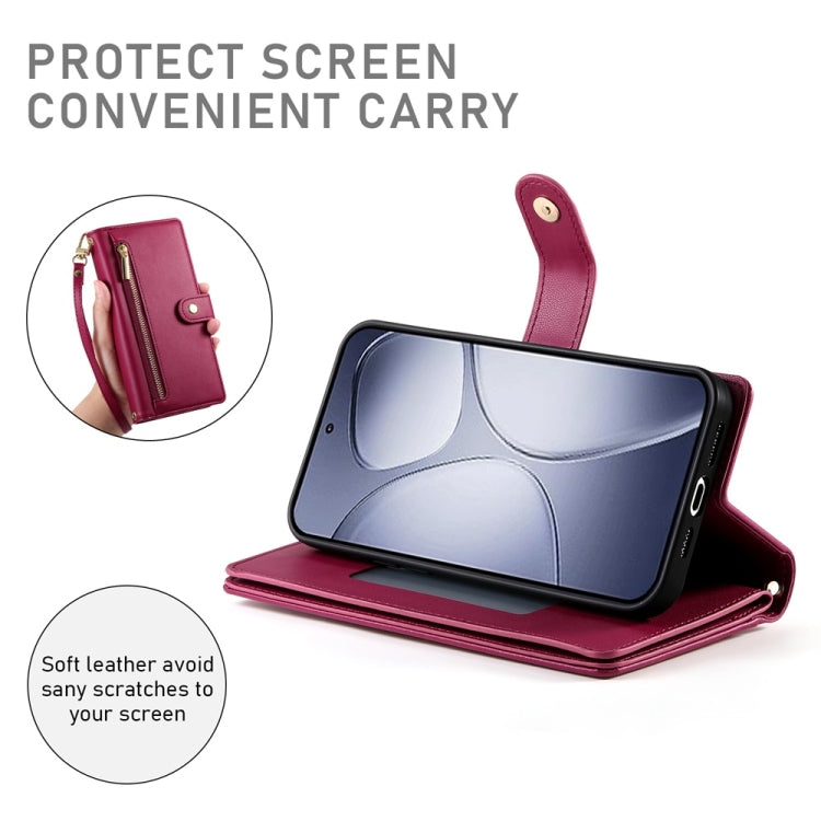 For Redmi K70 Ultra Nine Card-slot Zipper Wallet Bag Leather Phone Case