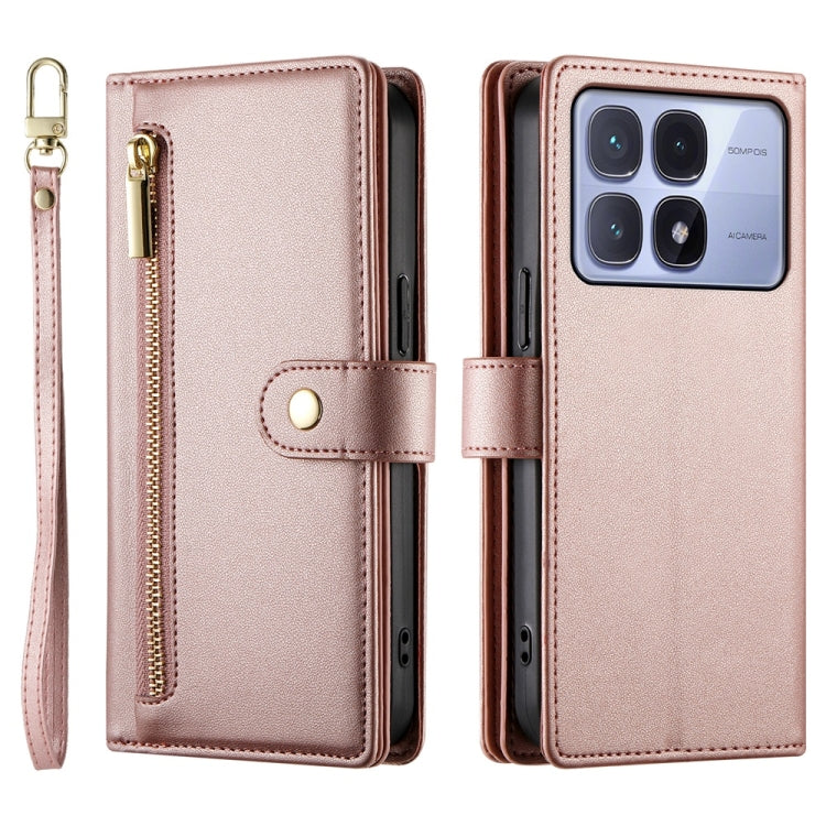 For Redmi K70 Ultra Nine Card-slot Zipper Wallet Bag Leather Phone Case