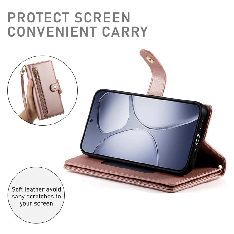 For Redmi K70 Ultra Nine Card-slot Zipper Wallet Bag Leather Phone Case