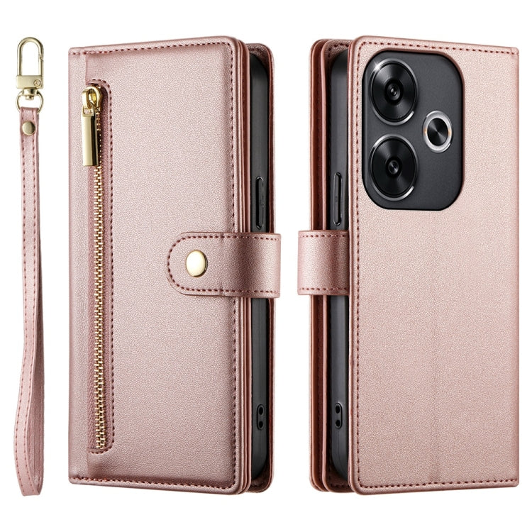 For Redmi Turbo 3 Nine Card-slot Zipper Wallet Bag Leather Phone Case