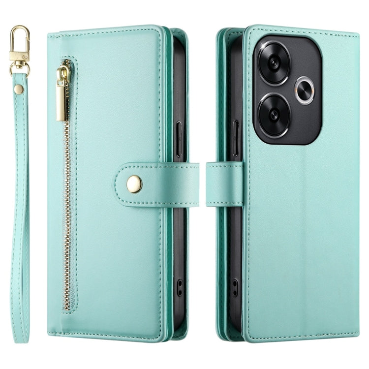 For Redmi Turbo 3 Nine Card-slot Zipper Wallet Bag Leather Phone Case