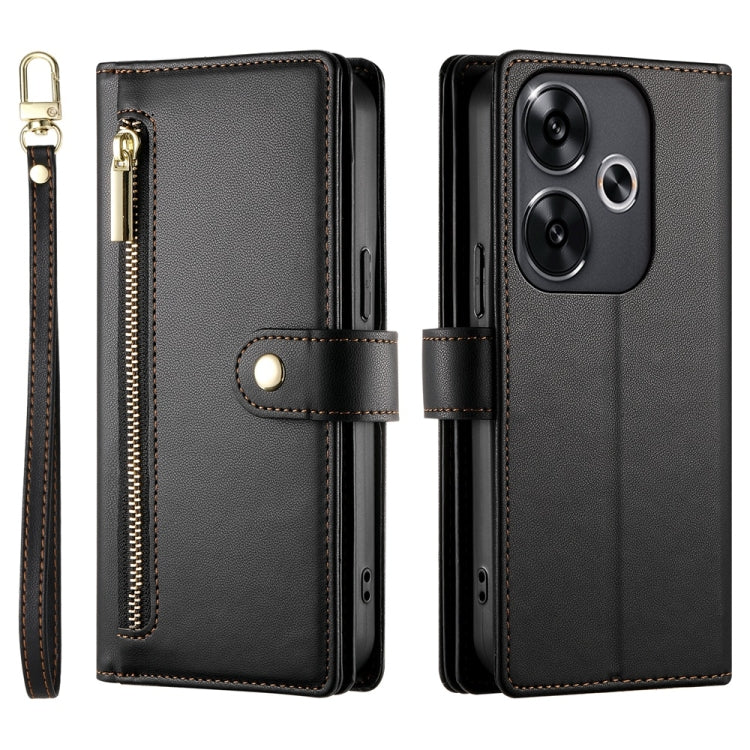 For Redmi Turbo 3 Nine Card-slot Zipper Wallet Bag Leather Phone Case