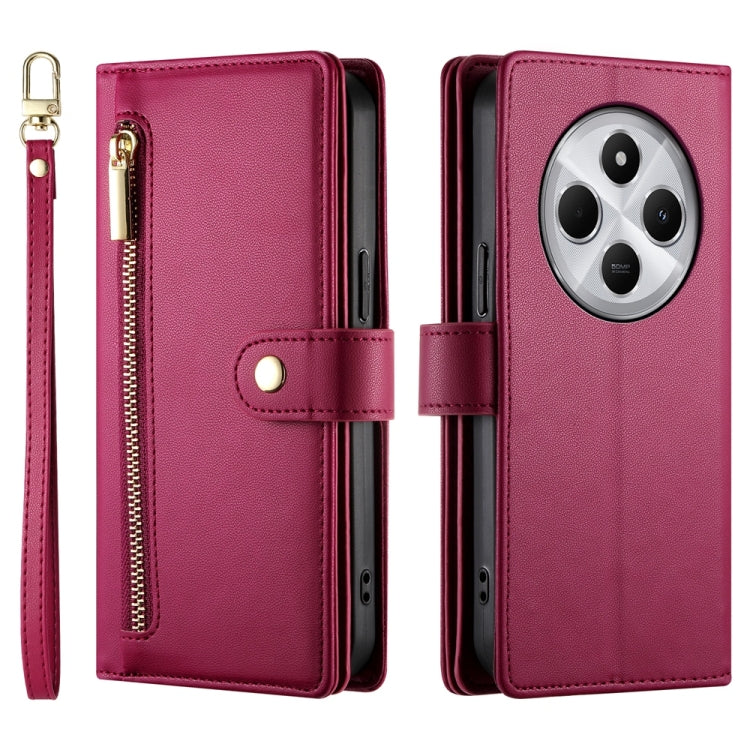 For Redmi 14C 4G Nine Card-slot Zipper Wallet Bag Leather Phone Case