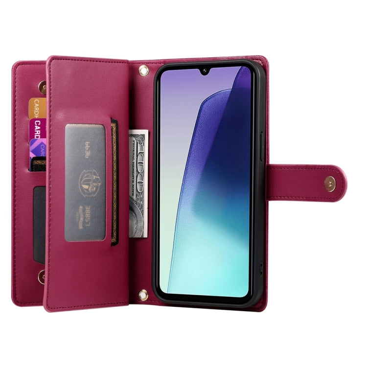 For Redmi 14C 4G Nine Card-slot Zipper Wallet Bag Leather Phone Case