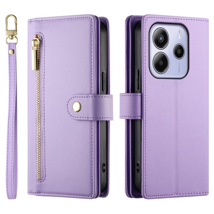 For Redmi Note 14 4G 163.25mm Global Nine Card-slot Zipper Wallet Bag Leather Phone Case