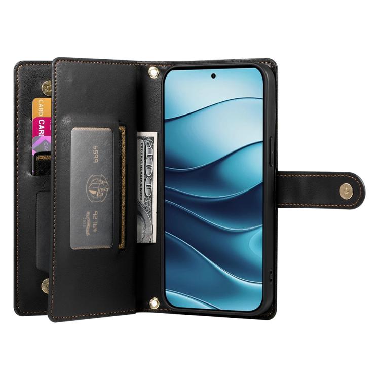 For Redmi Note 14 4G 163.25mm Global Nine Card-slot Zipper Wallet Bag Leather Phone Case