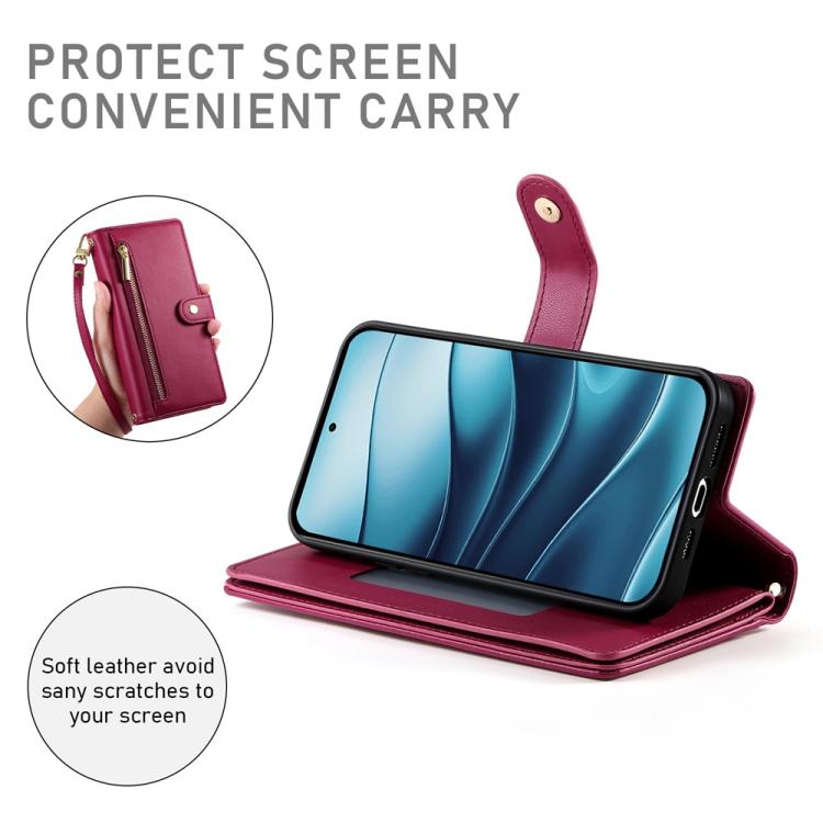 For Redmi Note 14 4G 164.84mm Nine Card-slot Zipper Wallet Bag Leather Phone Case