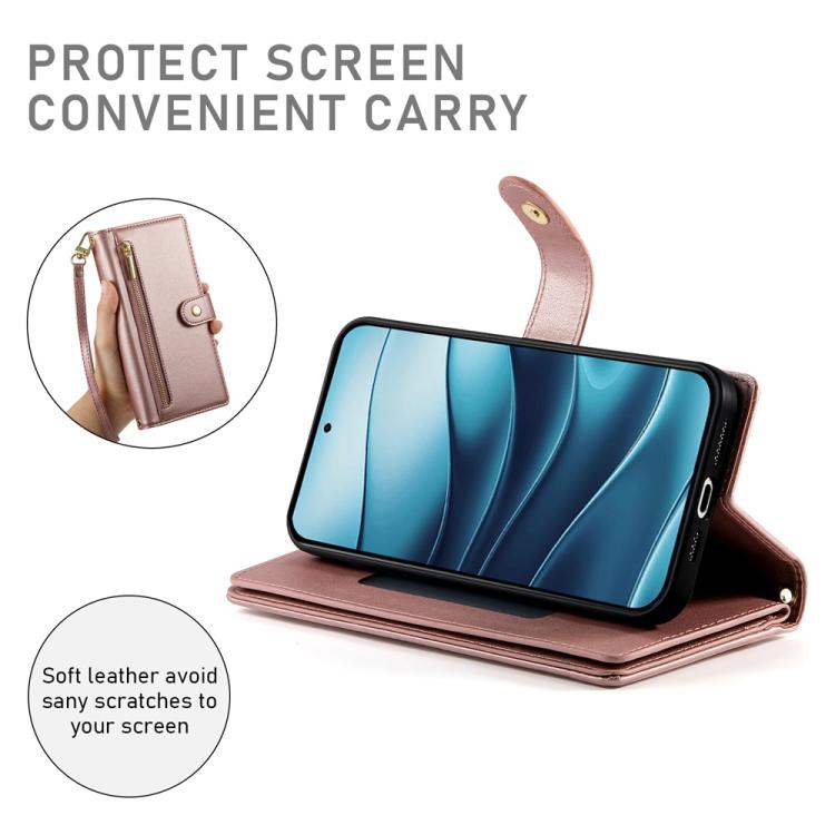 For Redmi Note 14 4G 164.84mm Nine Card-slot Zipper Wallet Bag Leather Phone Case