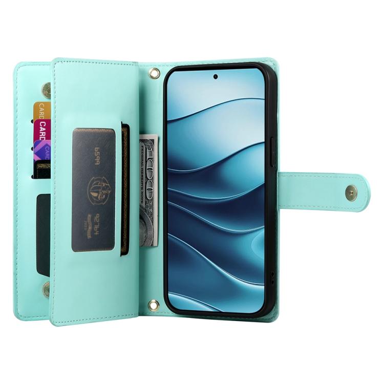 For Redmi Note 14 4G 164.84mm Nine Card-slot Zipper Wallet Bag Leather Phone Case