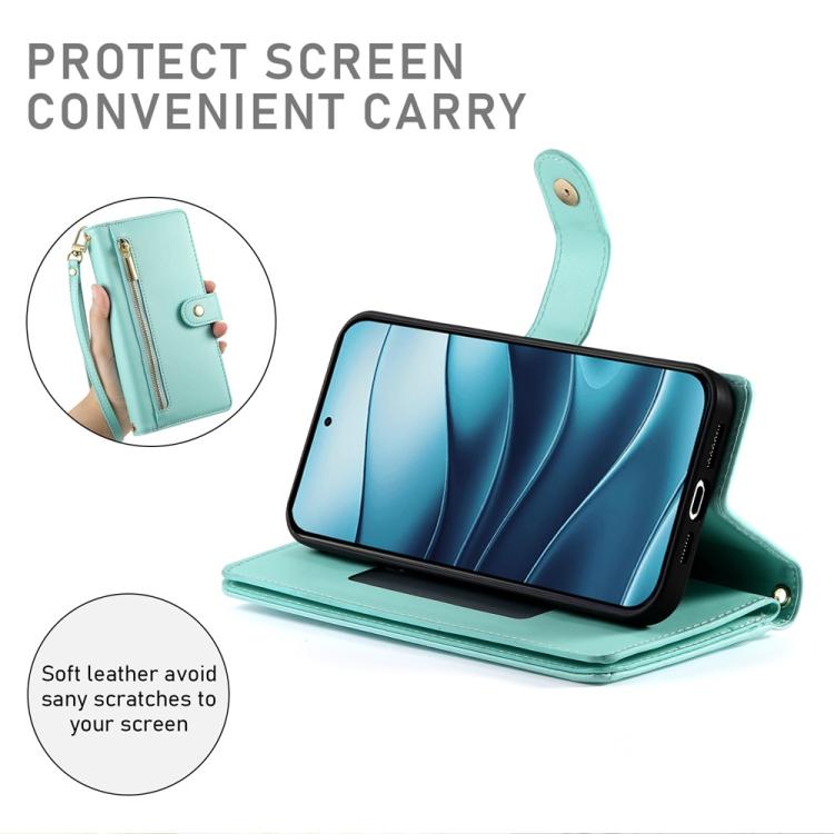 For Redmi Note 14 4G 164.84mm Nine Card-slot Zipper Wallet Bag Leather Phone Case
