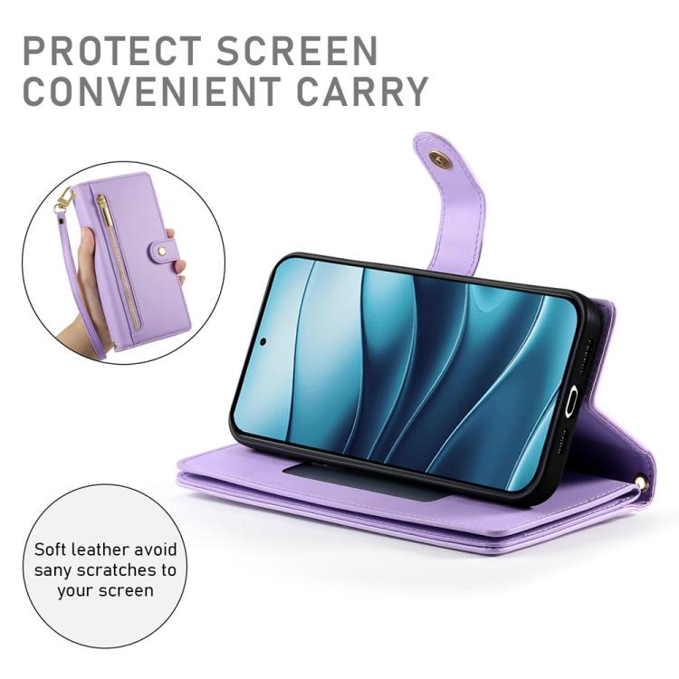 For Redmi Note 14 4G 164.84mm Nine Card-slot Zipper Wallet Bag Leather Phone Case