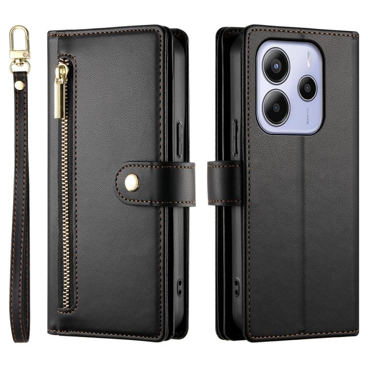 For Redmi Note 14 4G 164.84mm Nine Card-slot Zipper Wallet Bag Leather Phone Case