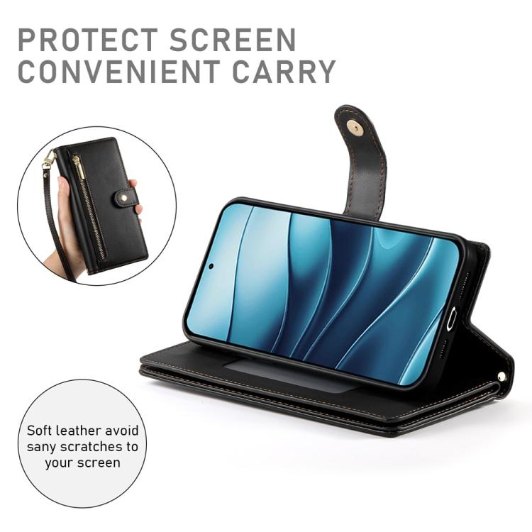 For Redmi Note 14 4G 164.84mm Nine Card-slot Zipper Wallet Bag Leather Phone Case