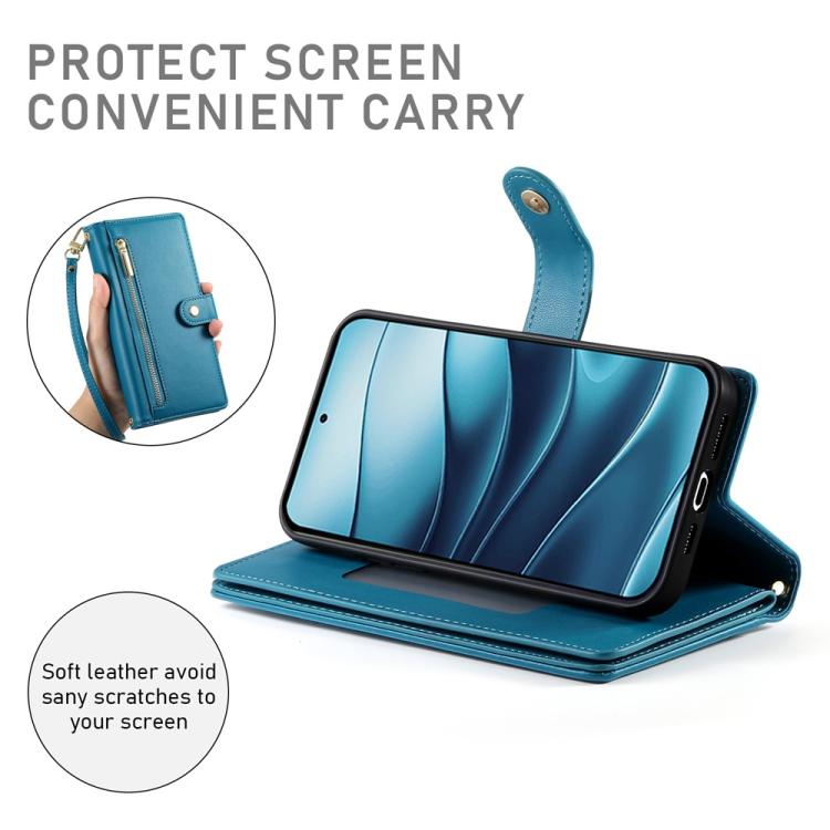 For Redmi Note 14 4G 164.84mm Nine Card-slot Zipper Wallet Bag Leather Phone Case