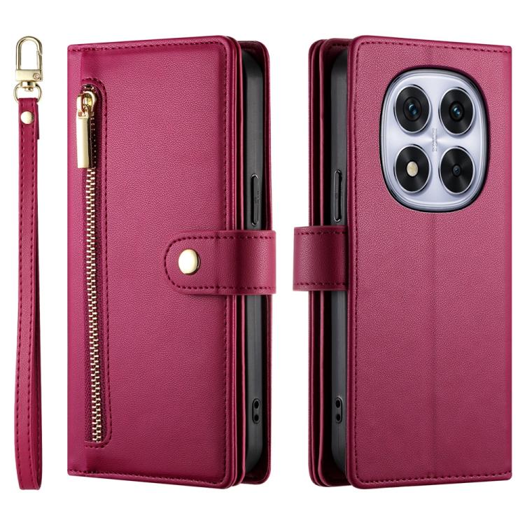 For Redmi Note 14 Pro 4G Nine Card-slot Zipper Wallet Bag Leather Phone Case