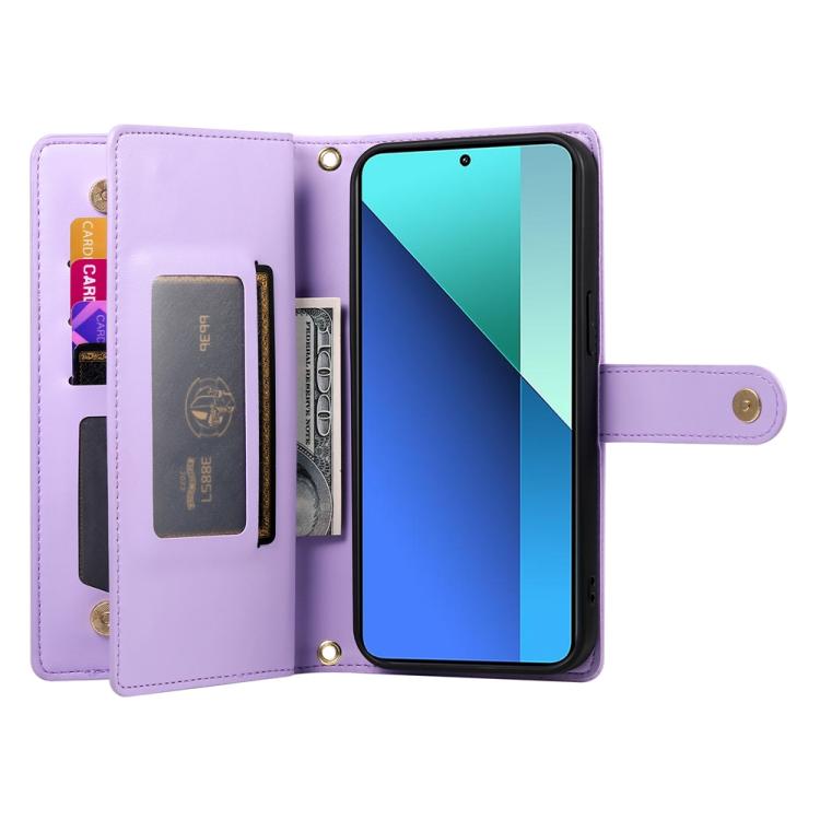 For Redmi Note 14 Pro 4G Nine Card-slot Zipper Wallet Bag Leather Phone Case