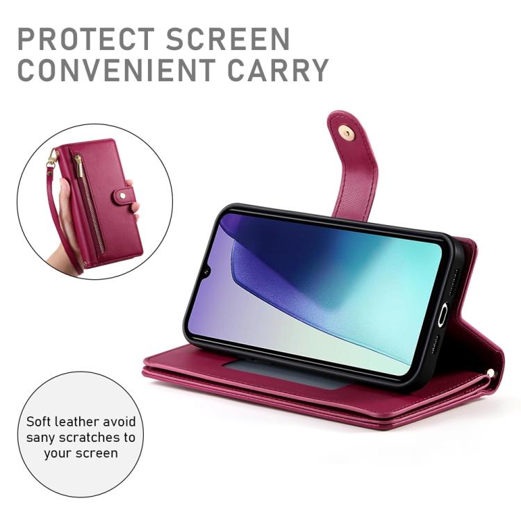 For Redmi A5 4G 171.7mm / Xiaomi Poco C71 Nine Card-slot Zipper Wallet Bag Leather Phone Case