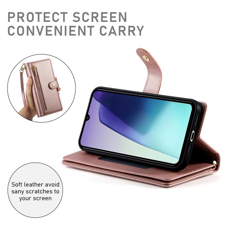 For Redmi A5 4G 171.7mm / Xiaomi Poco C71 Nine Card-slot Zipper Wallet Bag Leather Phone Case