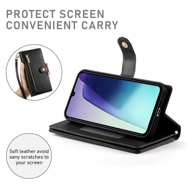 For Redmi A5 4G 171.7mm / Xiaomi Poco C71 Nine Card-slot Zipper Wallet Bag Leather Phone Case