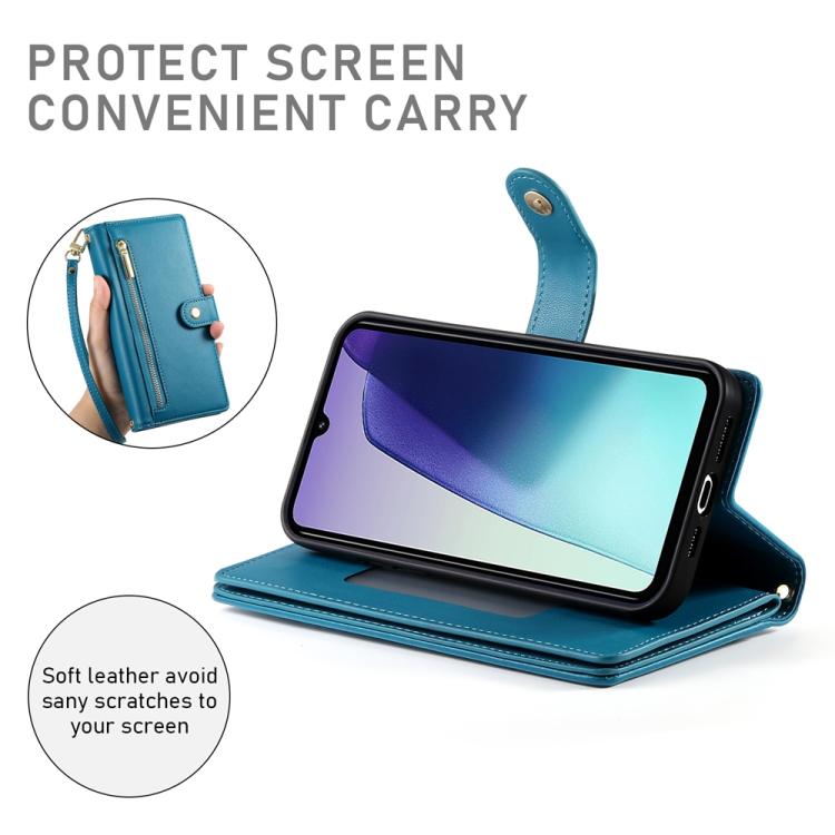 For Redmi A5 4G 171.7mm / Xiaomi Poco C71 Nine Card-slot Zipper Wallet Bag Leather Phone Case