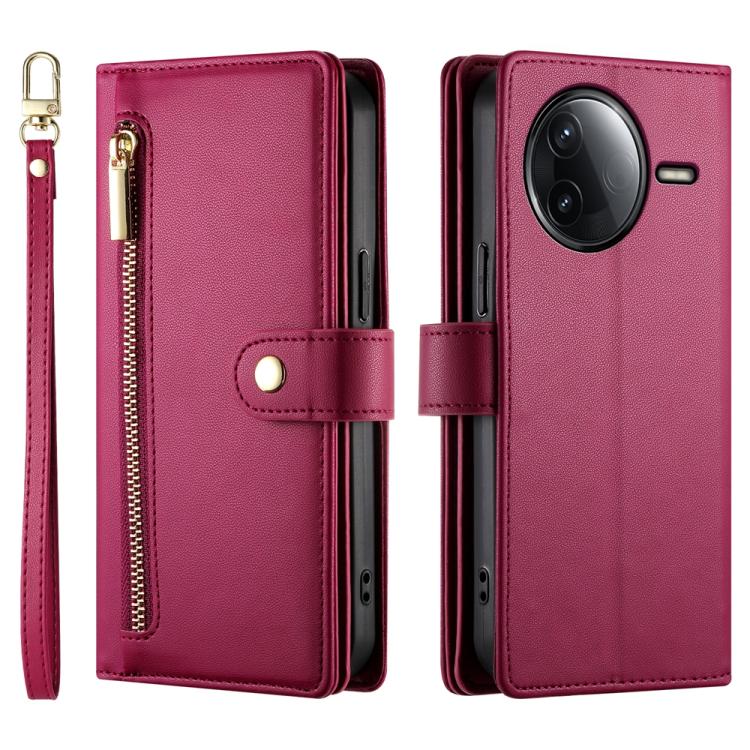 For Redmi K80 / K80 Pro Nine Card-slot Zipper Wallet Bag Leather Phone Case