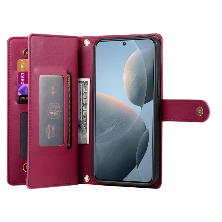 For Redmi K80 / K80 Pro Nine Card-slot Zipper Wallet Bag Leather Phone Case