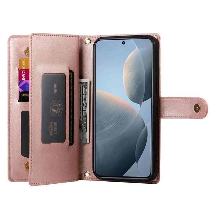 For Redmi K80 / K80 Pro Nine Card-slot Zipper Wallet Bag Leather Phone Case
