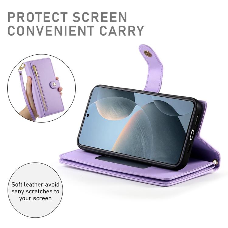 For Redmi K80 / K80 Pro Nine Card-slot Zipper Wallet Bag Leather Phone Case