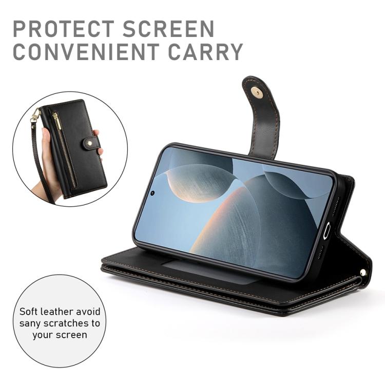 For Redmi K80 / K80 Pro Nine Card-slot Zipper Wallet Bag Leather Phone Case