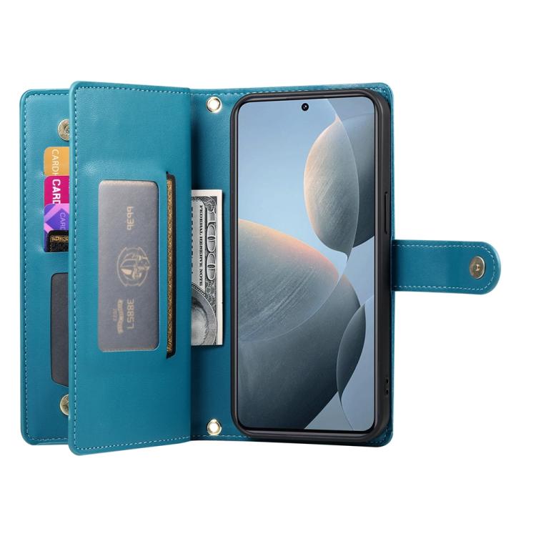 For Redmi K80 / K80 Pro Nine Card-slot Zipper Wallet Bag Leather Phone Case