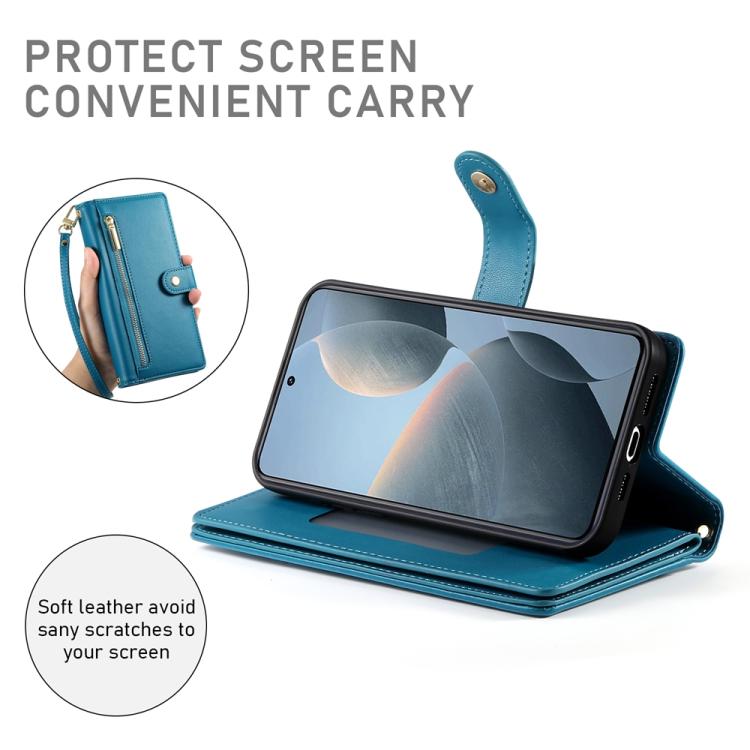For Redmi K80 / K80 Pro Nine Card-slot Zipper Wallet Bag Leather Phone Case