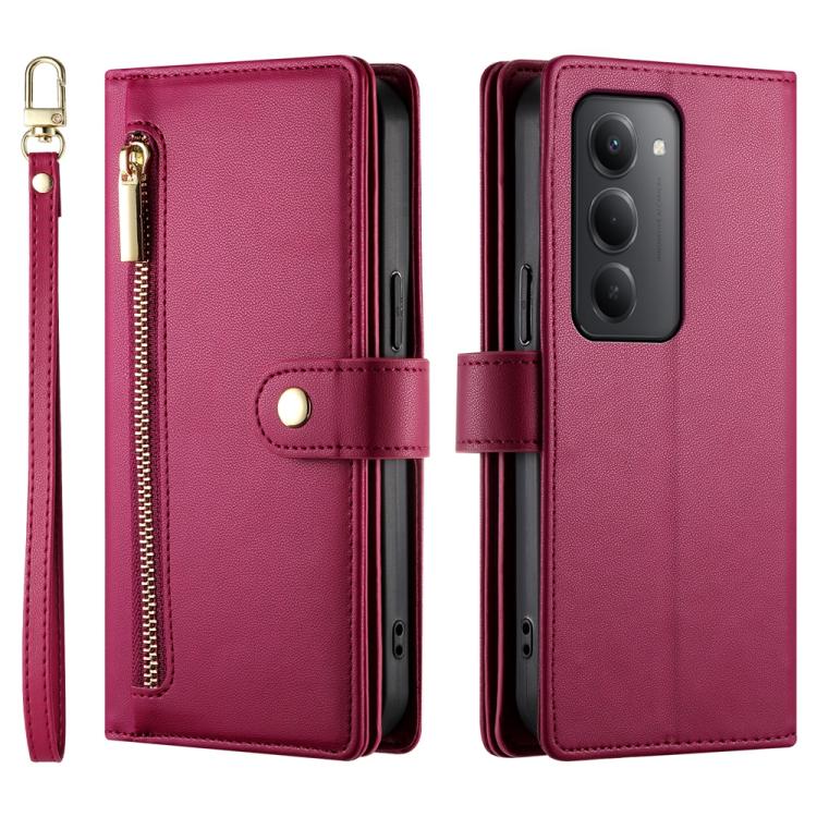 For Redmi 15 5G Global / 15 4G SEA 169.5mm Nine Card-slot Zipper Wallet Bag Leather Phone Case