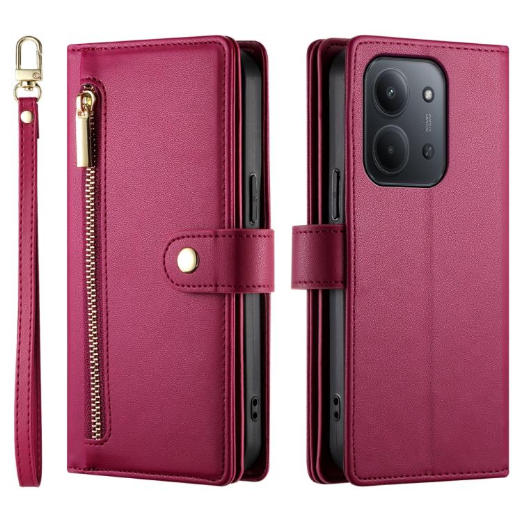 For Redmi 15C Global 171mm / Poco C85 4G Nine Card-slot Zipper Wallet Bag Leather Phone Case