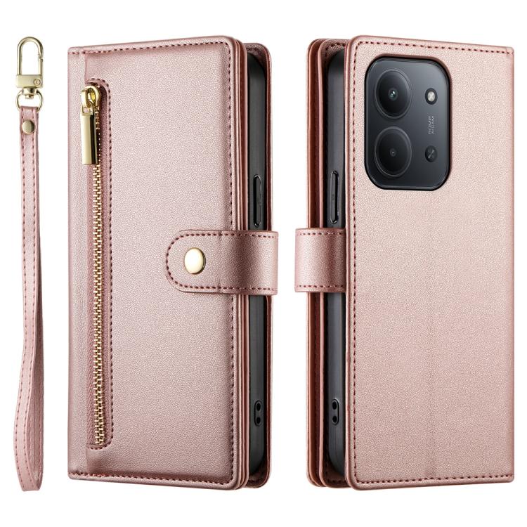 For Redmi 15C Global 171mm / Poco C85 4G Nine Card-slot Zipper Wallet Bag Leather Phone Case