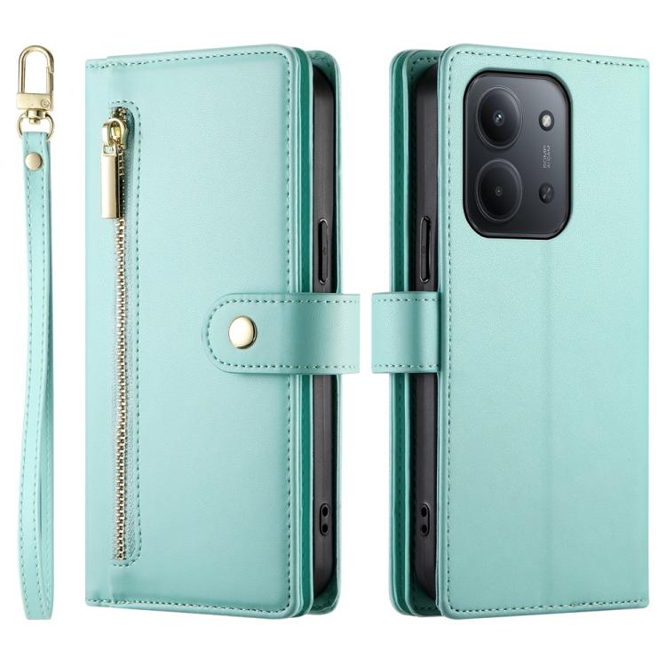 For Redmi 15C Global 171mm / Poco C85 4G Nine Card-slot Zipper Wallet Bag Leather Phone Case