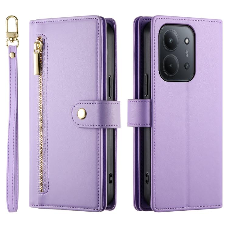 For Redmi 15C Global 171mm / Poco C85 4G Nine Card-slot Zipper Wallet Bag Leather Phone Case