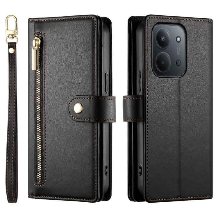 For Redmi 15C EU 173mm / Poco C85 5G Nine Card-slot Zipper Wallet Bag Leather Phone Case