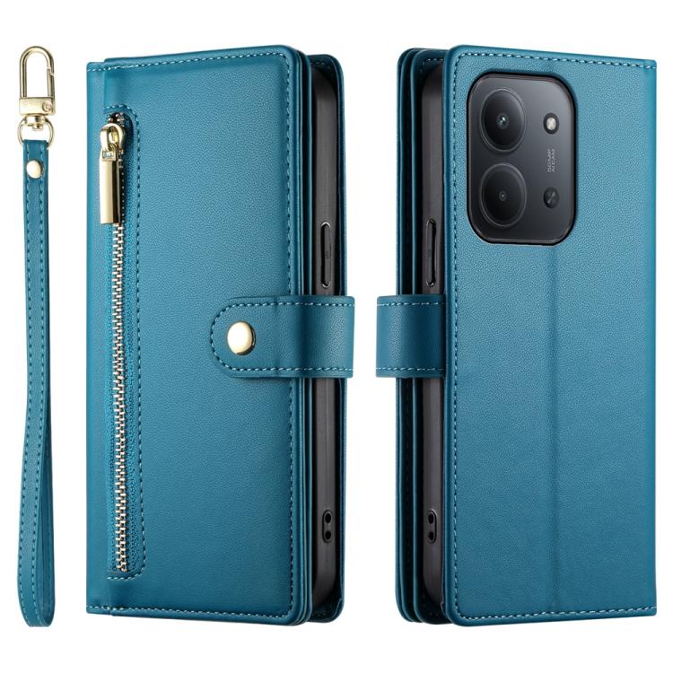 For Redmi 15C EU 173mm / Poco C85 5G Nine Card-slot Zipper Wallet Bag Leather Phone Case