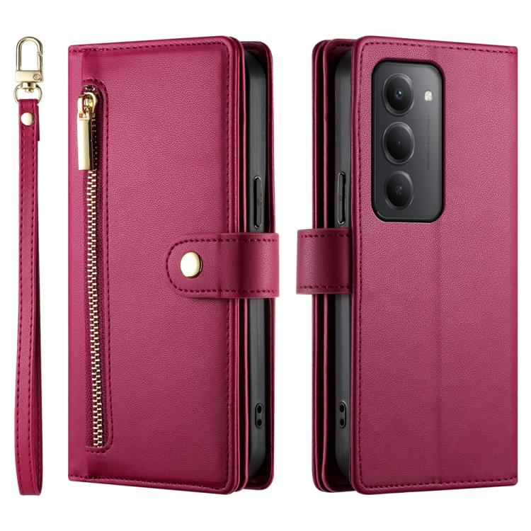 For Redmi 15 5G / 4G EU 171mm Nine Card-slot Zipper Wallet Bag Leather Phone Case