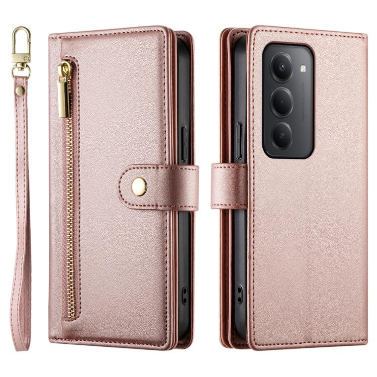 For Redmi 15 5G / 4G EU 171mm Nine Card-slot Zipper Wallet Bag Leather Phone Case