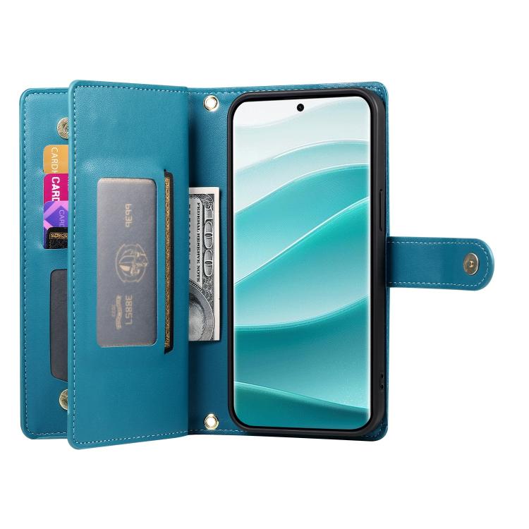 For Redmi Note 15 4G / 5G 164mm / Poco M8 5G Nine Card-slot Zipper Wallet Bag Leather Phone Case