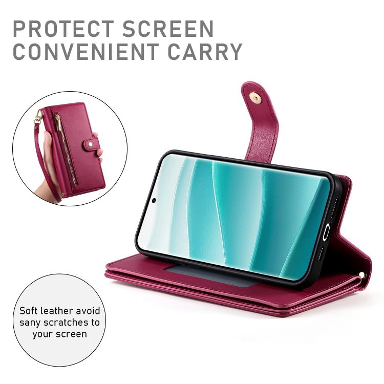 For Redmi Note 15 Pro 5G Global 163.6mm Nine Card-slot Zipper Wallet Bag Leather Phone Case