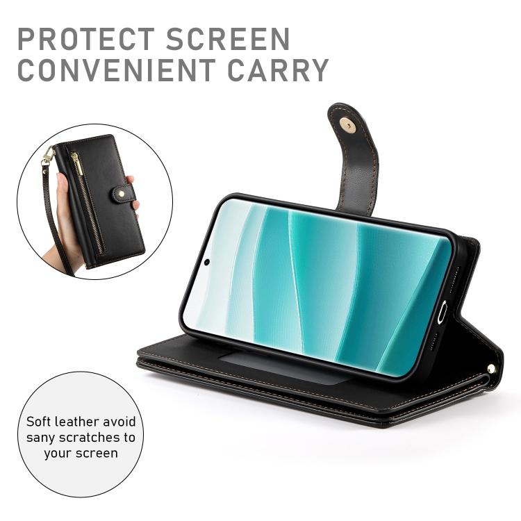 For Redmi Note 15 Pro 5G Global 163.6mm Nine Card-slot Zipper Wallet Bag Leather Phone Case