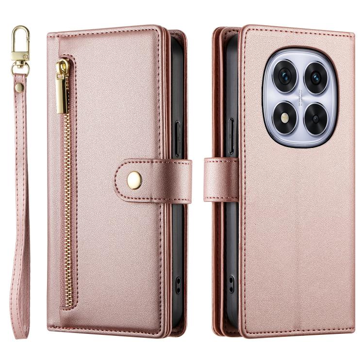 For Redmi Note 15 Pro+ 163.3mm / Poco M8 Pro Nine Card-slot Zipper Wallet Bag Leather Phone Case